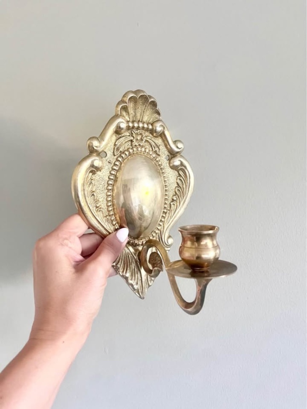Vintage Brass Wall Candle Sconce Maximalism Decor Whimsical Luxury